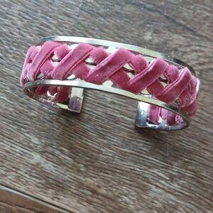 Pink Velvet Braided Cuff Bracelet